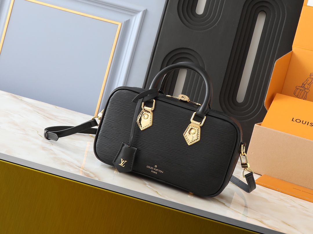 LV Classic Handbag Monogram Canvas Model M12097 Padlock Detail Business